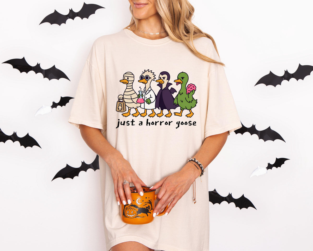 Halloween Goose Shirt, Just A Horror Goose T-Shirt, Goose in Halloween Sweatshirt, Spooky Goose Tee