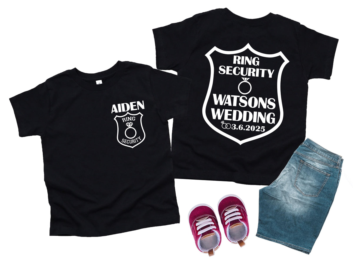Custom Ring Security T-shirt, Toddler Wedding Tee, JR Groomsmen Sweatshirt, Personalized Kids Ring Bearer Gift, Wedding Ring Shirts
