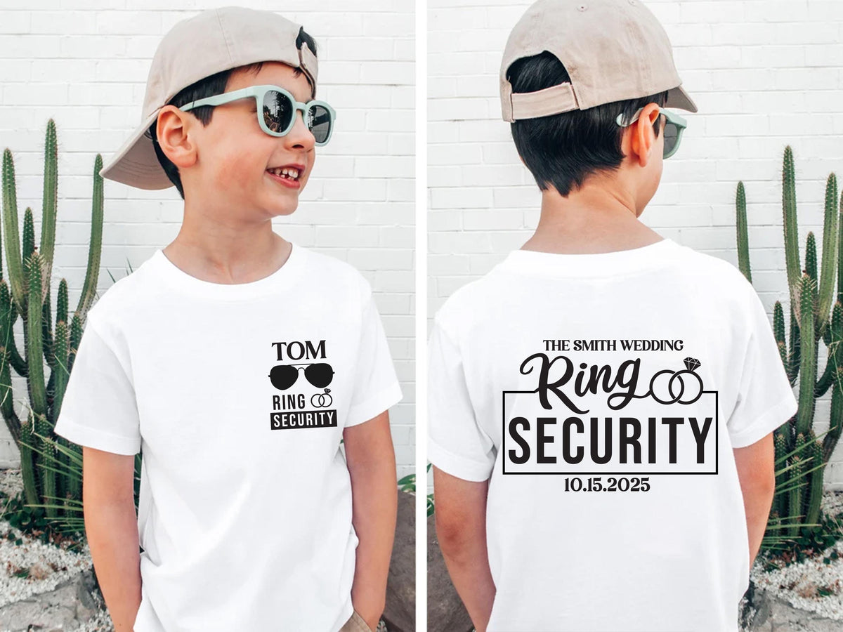Personalized Ring Security T-shirt, Toddler Wedding Tee, JR Groomsmen Sweatshirt, Custom Kids Ring Bearer Gift, Wedding Ring Shirts