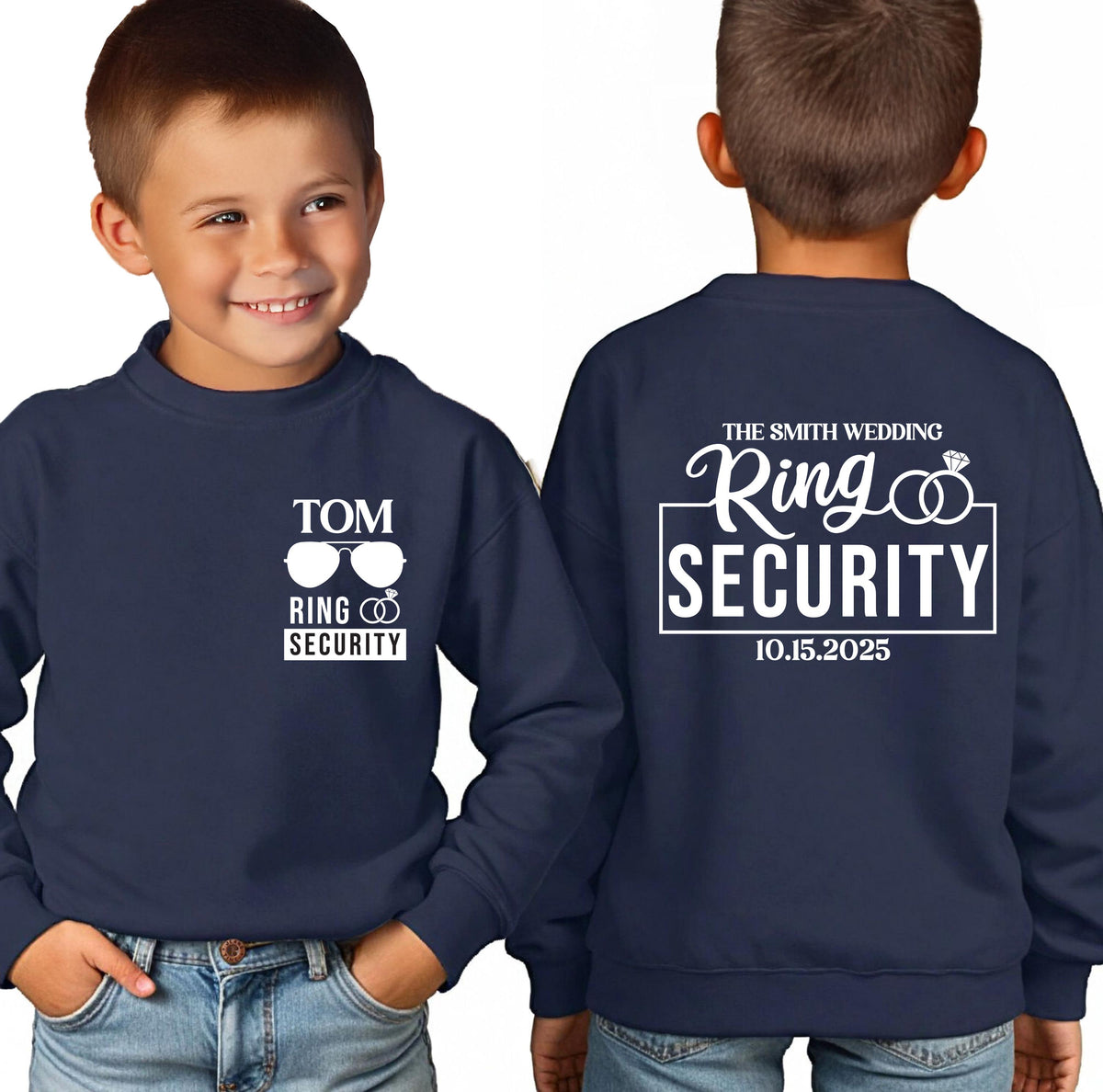 Personalized Ring Security T-shirt, Toddler Wedding Tee, JR Groomsmen Sweatshirt, Custom Kids Ring Bearer Gift, Wedding Ring Shirts