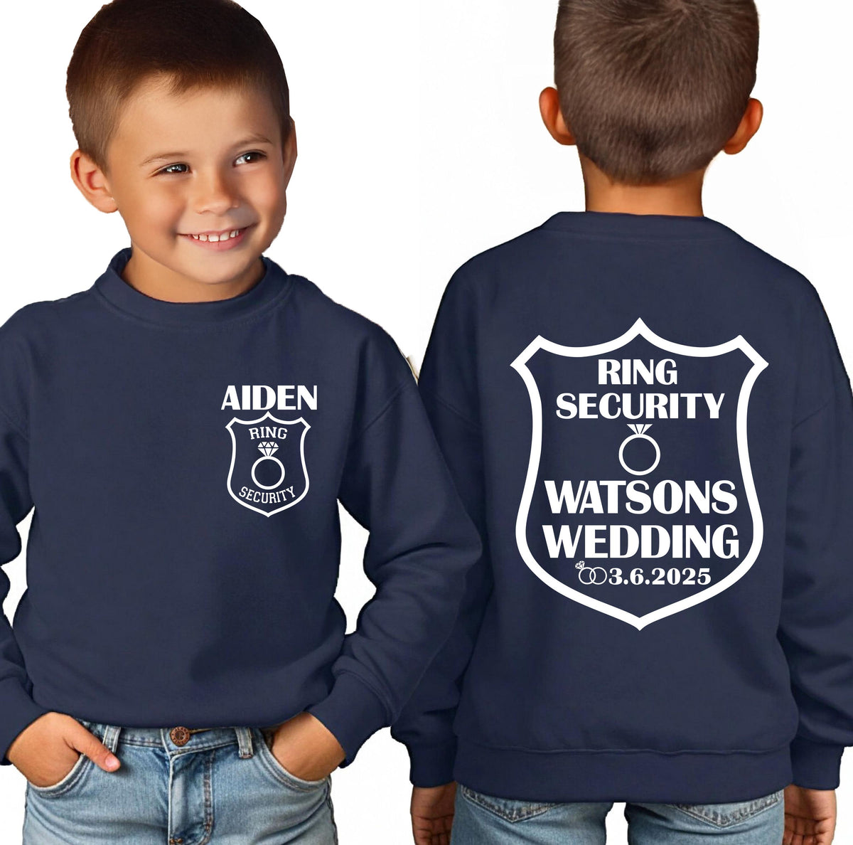 Custom Ring Security T-shirt, Toddler Wedding Tee, JR Groomsmen Sweatshirt, Personalized Kids Ring Bearer Gift, Wedding Ring Shirts