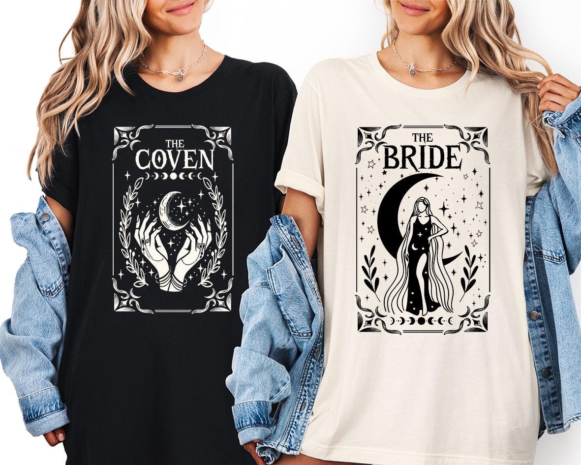 Witchy Bride and Coven Shirts, Halloween Bachelorette Party Tee, Witchy Bachelorette Hoodie, Gothic Wedding Tee, Bride Team Witch Sweat