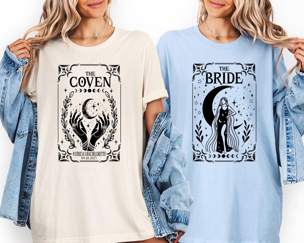 Witchy Bride and Coven Shirts, Halloween Bachelorette Party Tee, Witchy Bachelorette Hoodie, Gothic Wedding Tee, Bride Team Witch Sweat