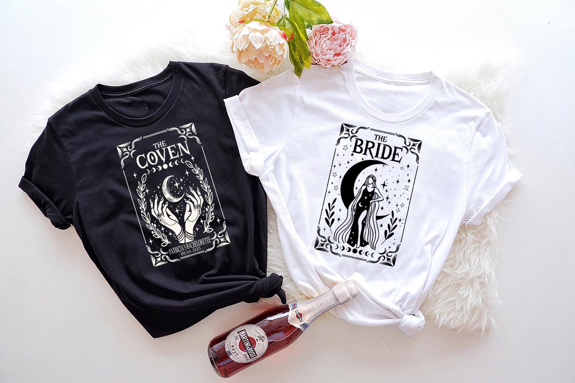Witchy Bride and Coven Shirts, Halloween Bachelorette Party Tee, Witchy Bachelorette Hoodie, Gothic Wedding Tee, Bride Team Witch Sweat