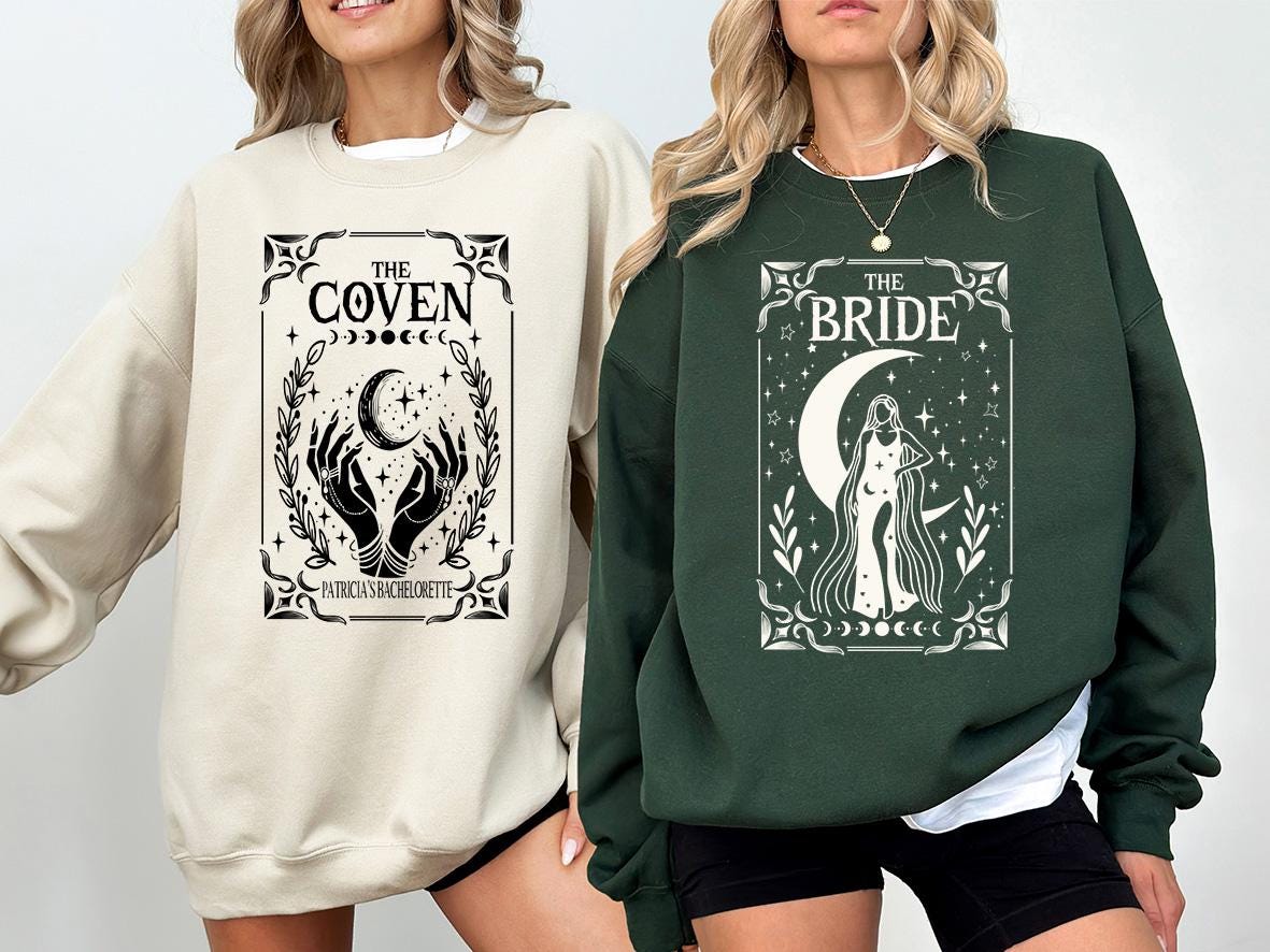 Witchy Bride and Coven Shirts, Halloween Bachelorette Party Tee, Witchy Bachelorette Hoodie, Gothic Wedding Tee, Bride Team Witch Sweat