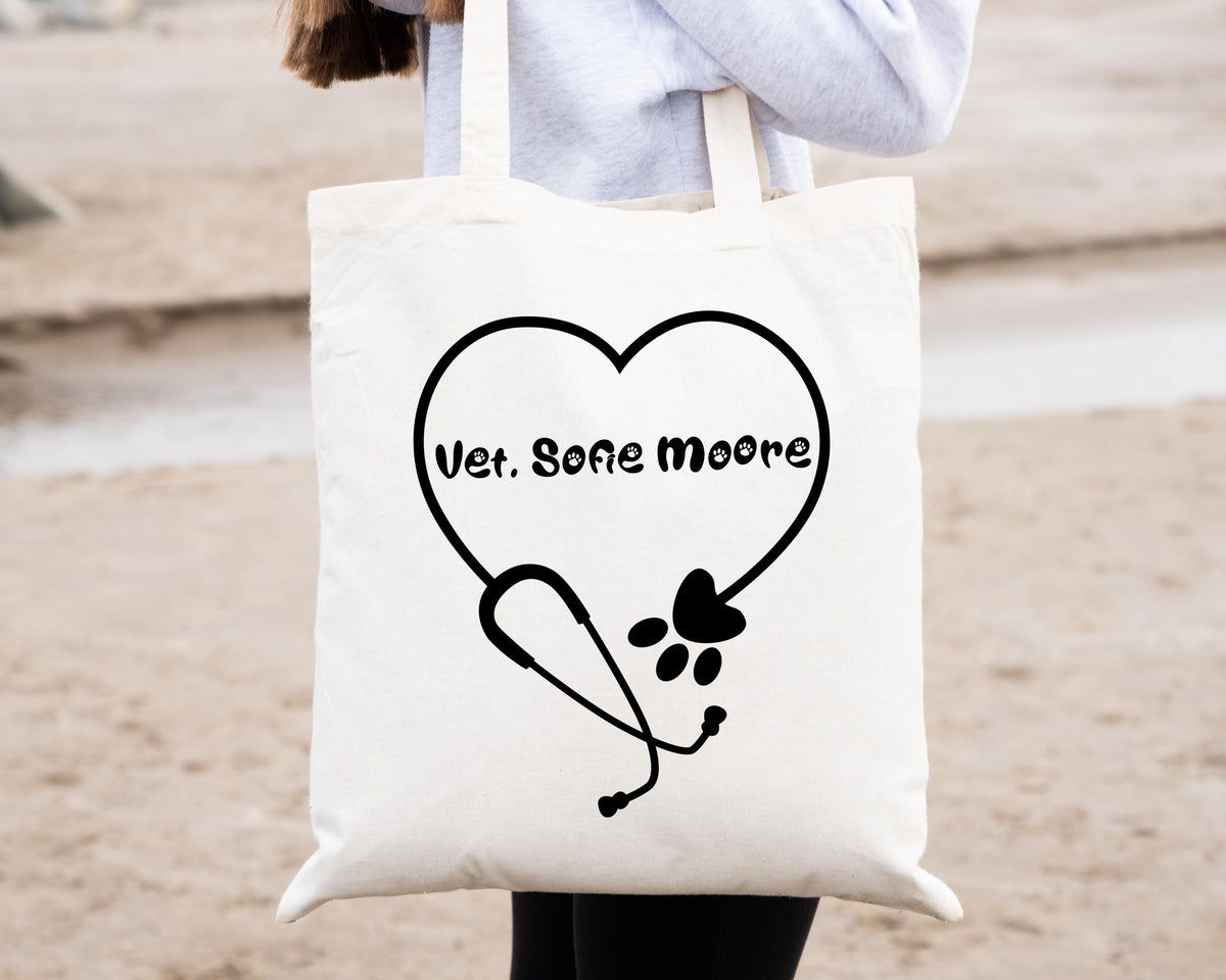 Veterinarian Tote Bag, Custom Vet Tote Bags, DVM Grad Gift Canvas Tote Bag, Vet School Student Totes, Vet Teerinary Tech Tote Bag, DVM Totes