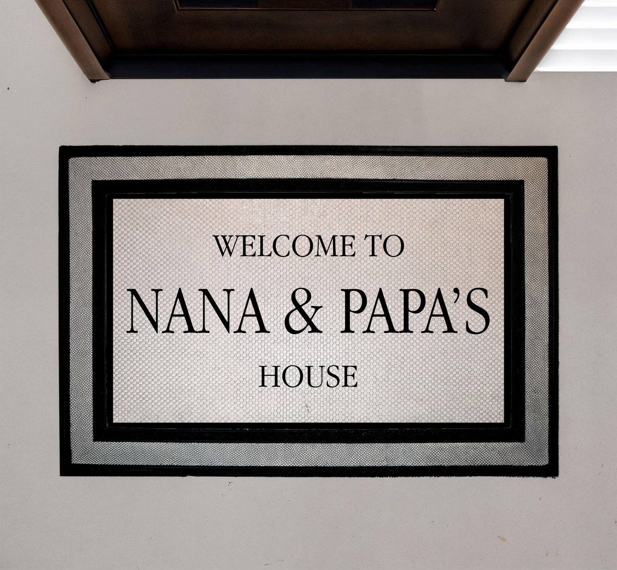 Welcome to Nana and Papa’s House Doormat, Custom Couple Names Welcome Mat, Personalized Grandparents Gift, Front Porch and Indoor Entry Mat