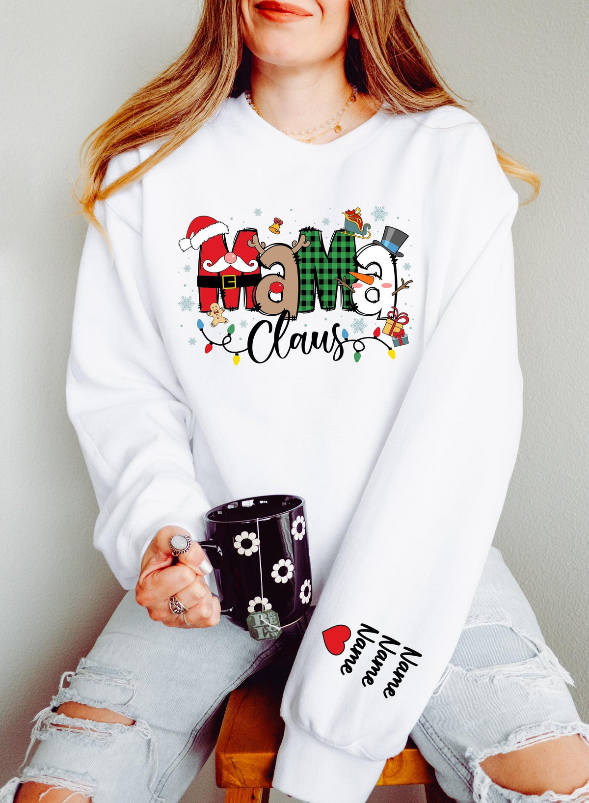 Custom Mama Claus Sweatshirt, Christmas Mama Shirt, Christmas Gift Tee for Mom