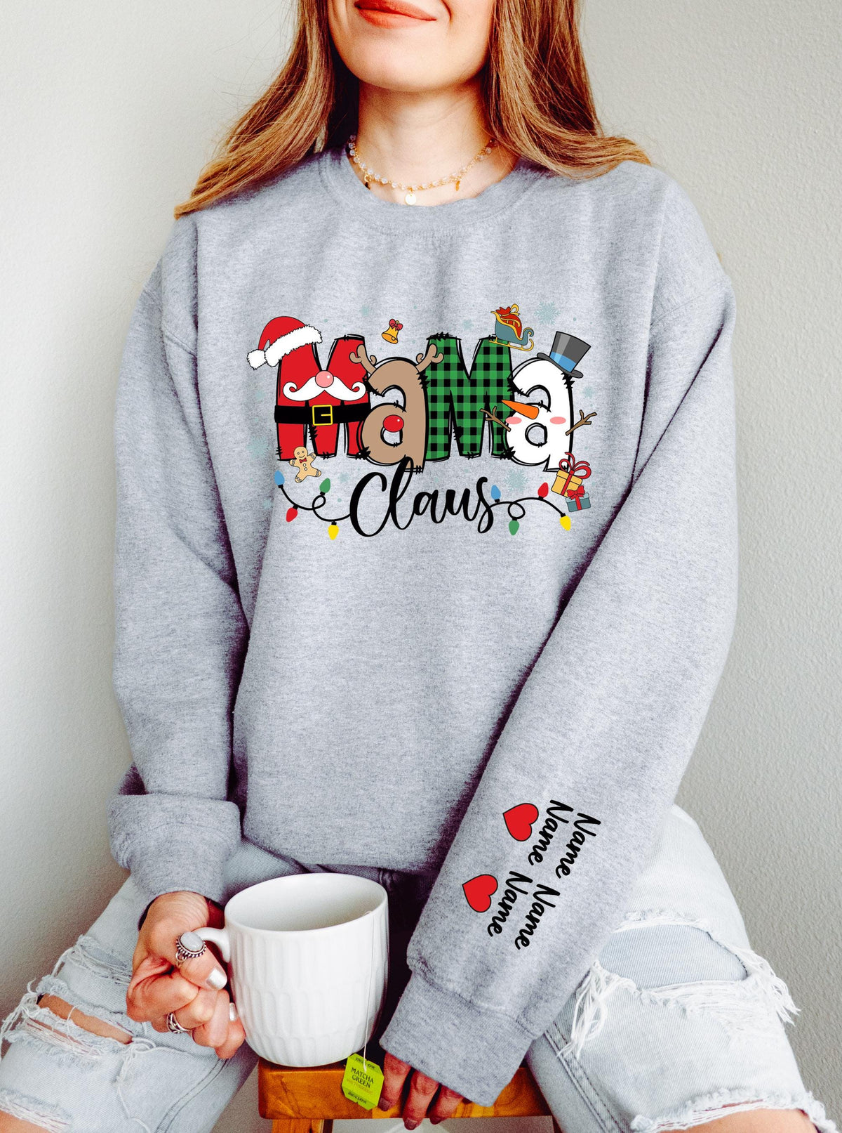 Custom Mama Claus Sweatshirt, Christmas Mama Shirt, Christmas Gift Tee for Mom
