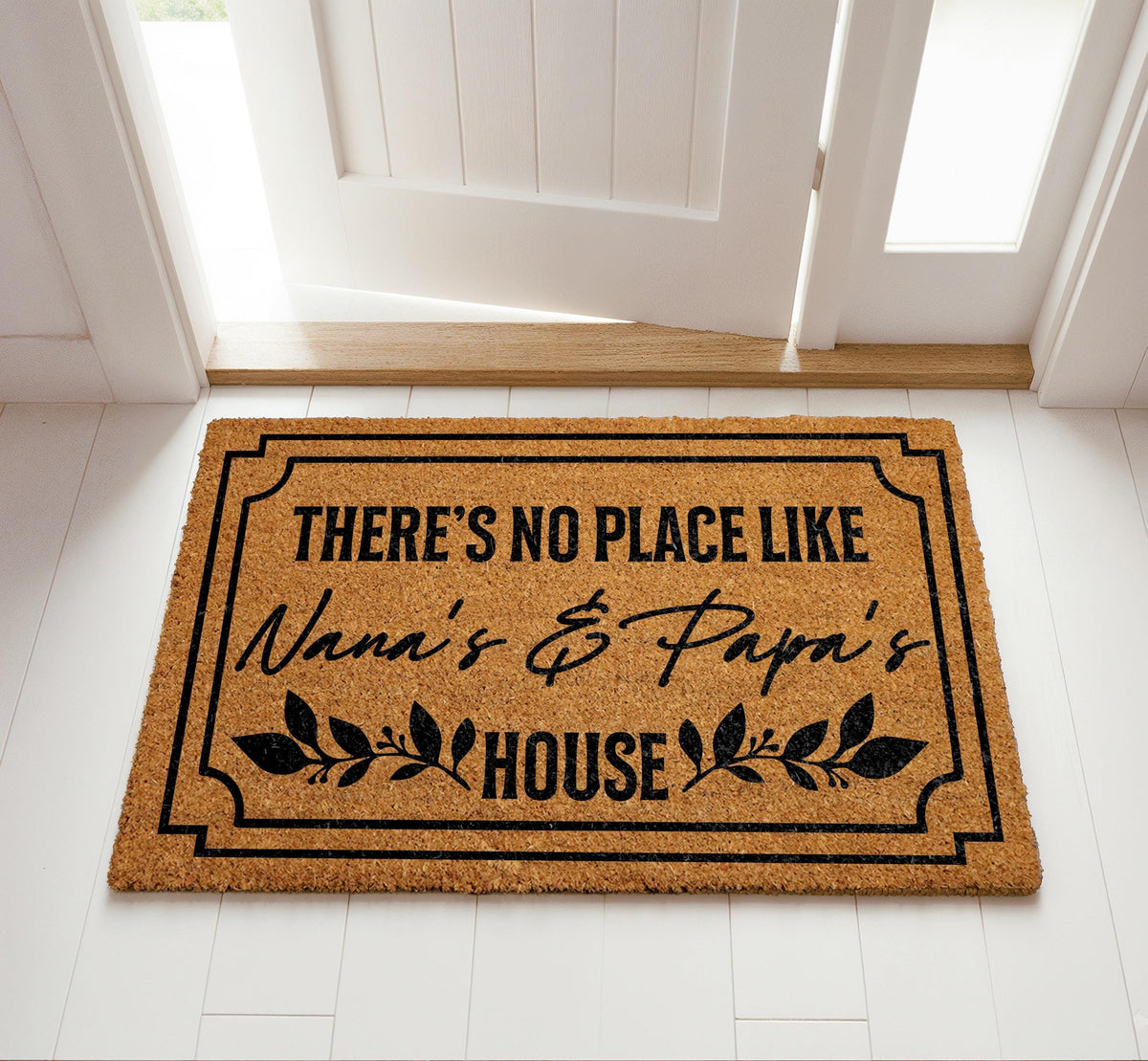 There Is No Place Like Nana & Papa's House Doormat, Custom Grandparents Welcome Mat