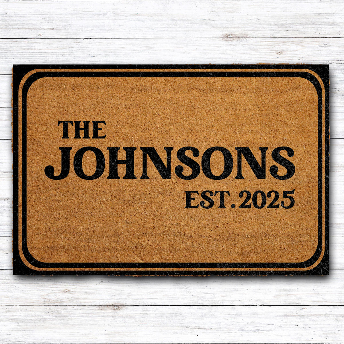 Personalized Family Name Doormats, Custom Last Name Welcome Mats, Est. Date Home Entrance Decor