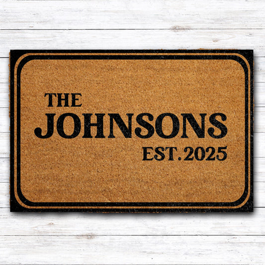 Personalized Family Name Doormats, Custom Last Name Welcome Mats, Est. Date Home Entrance Decor