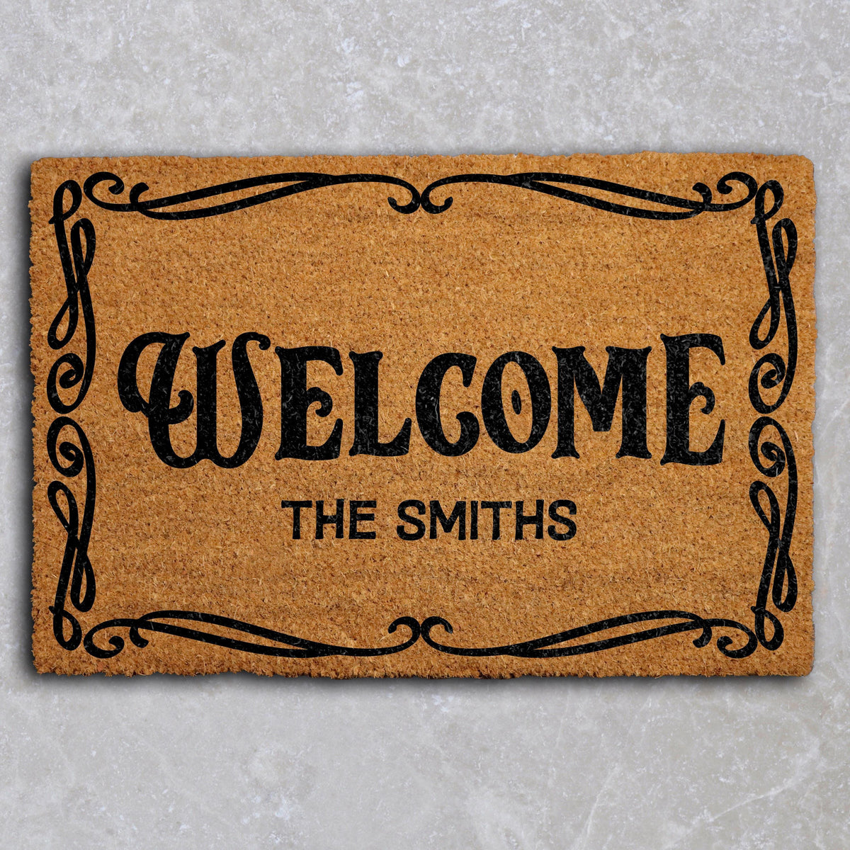 Personalized Family Name Doormats, Custom Last Name Welcome Mats, Est. Date Home Entrance Decor