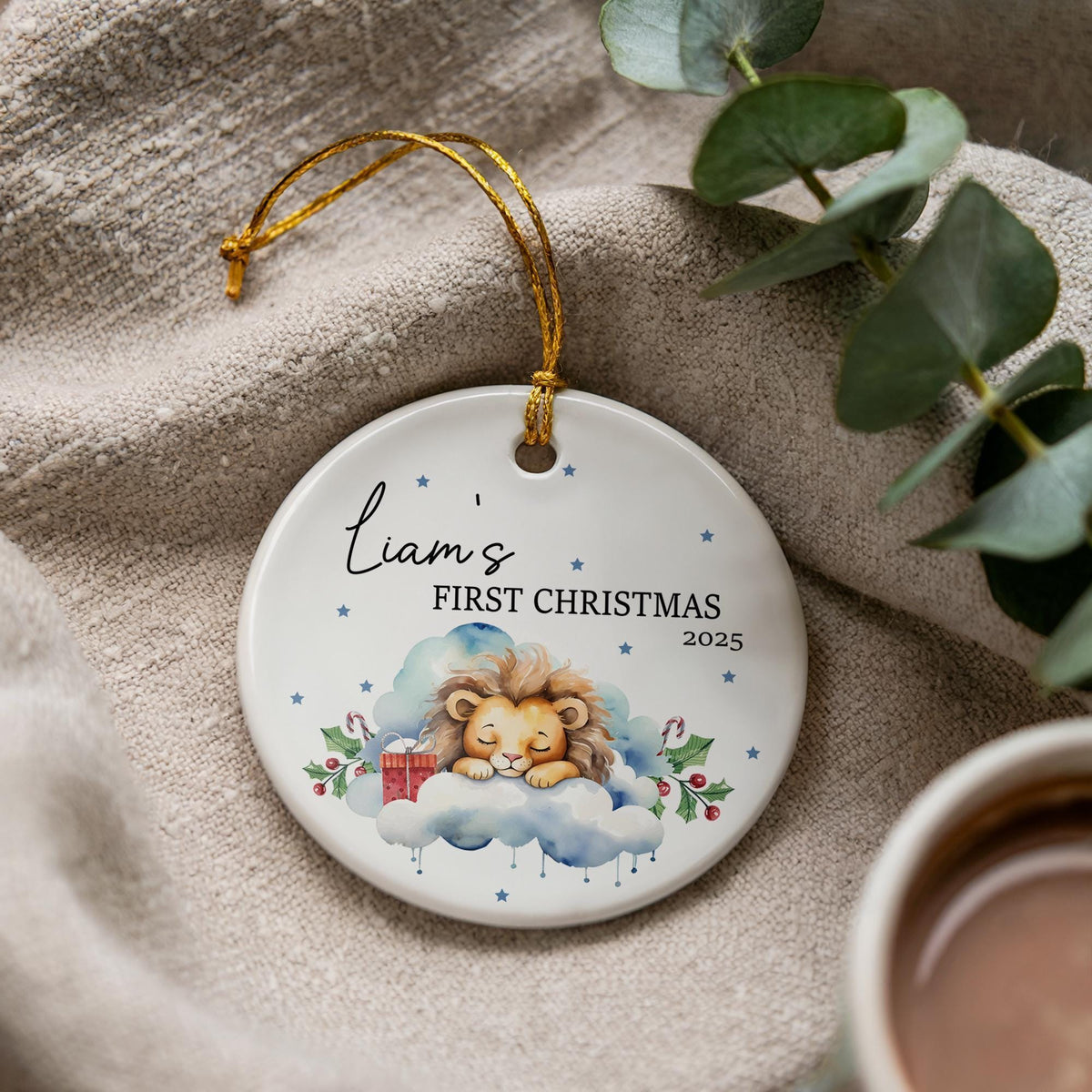 Personalized Baby's First Christmas Ceramic Ornament, Animal Keepsake