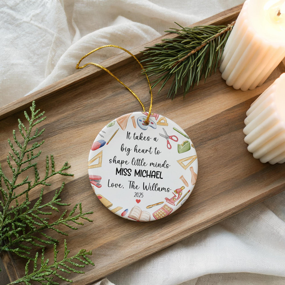 Personalized Teacher Ornament, Custom Keepsake Gift