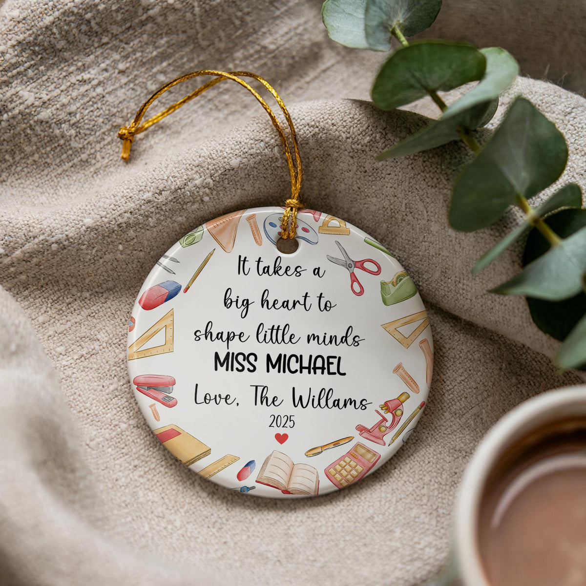 Personalized Teacher Ornament, Custom Keepsake Gift