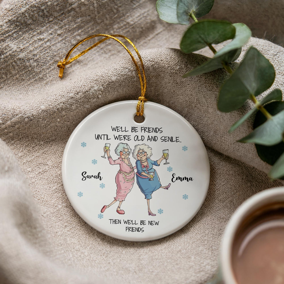 Personalized Friendship Ceramic Ornament, Christmas Keepsake Gift