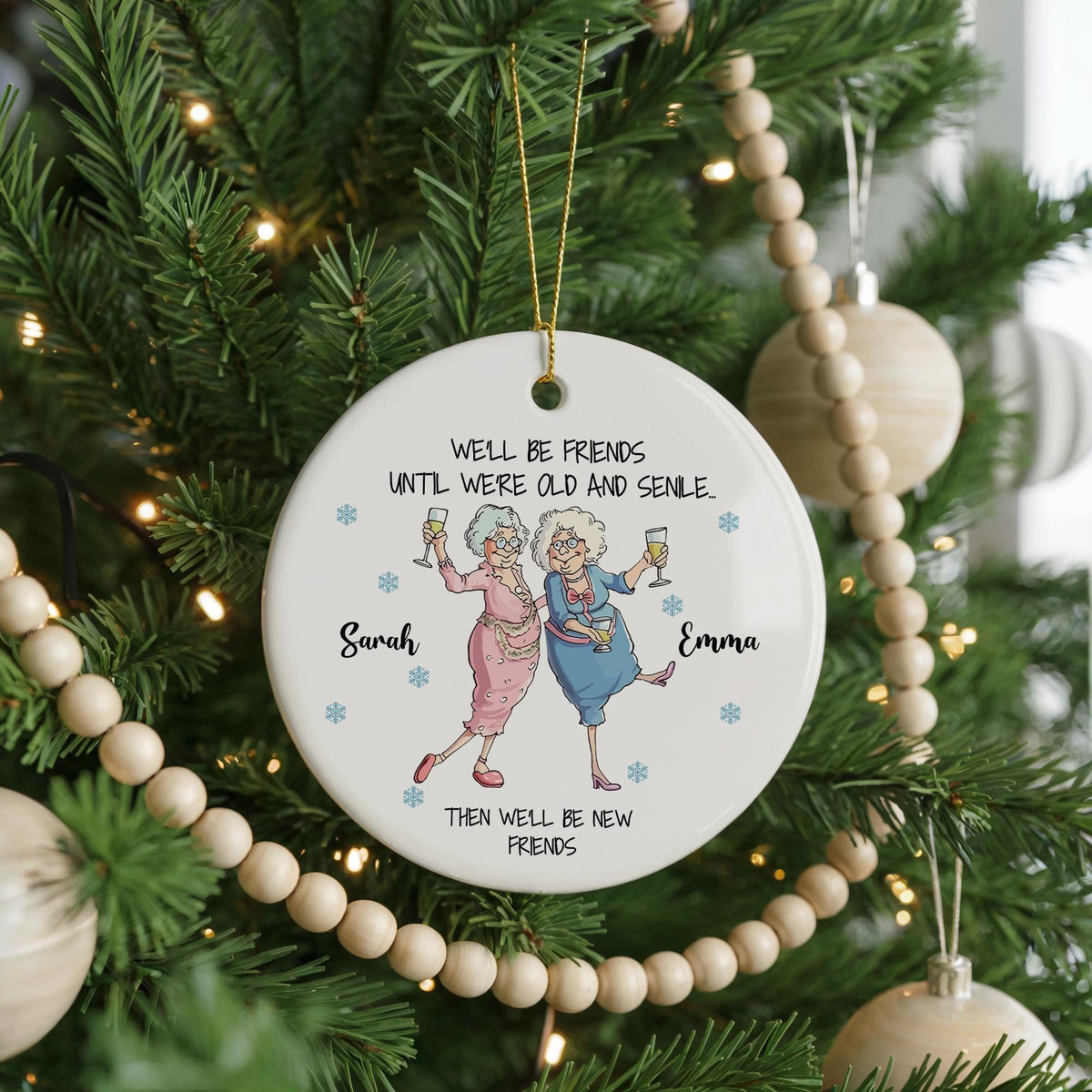 Personalized Friendship Ceramic Ornament, Christmas Keepsake Gift
