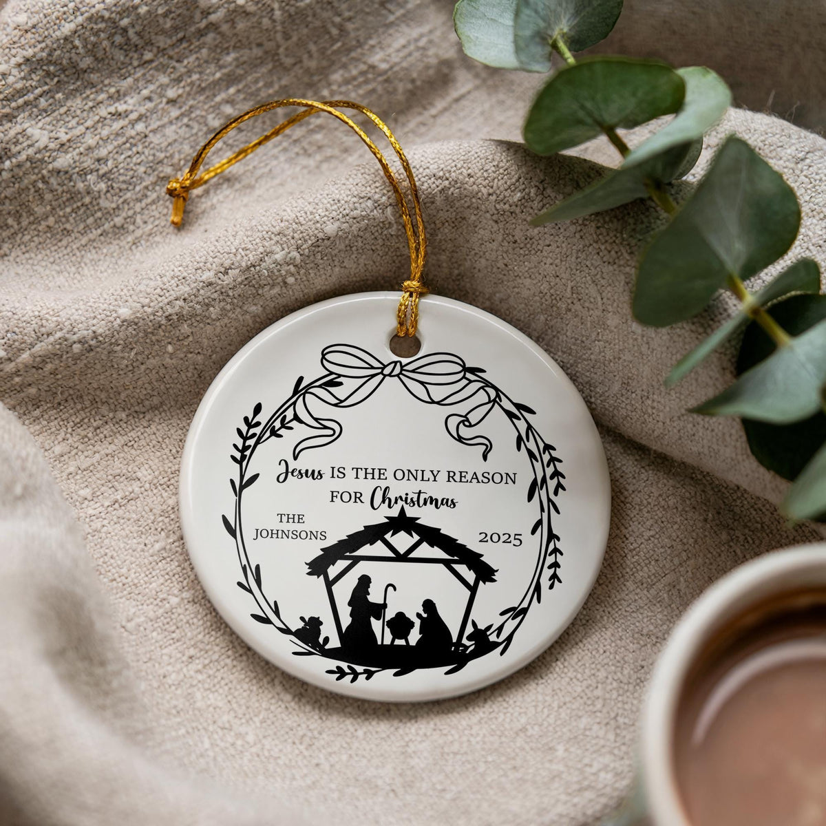 Personalized Nativity Ornament, Custom Family Keepsake, Religious Christmas Gift