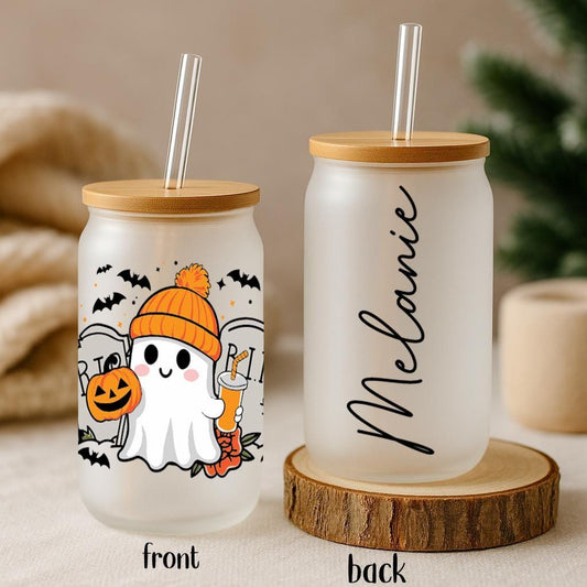 Custom Name Halloween Boys Can Glass Tumbler