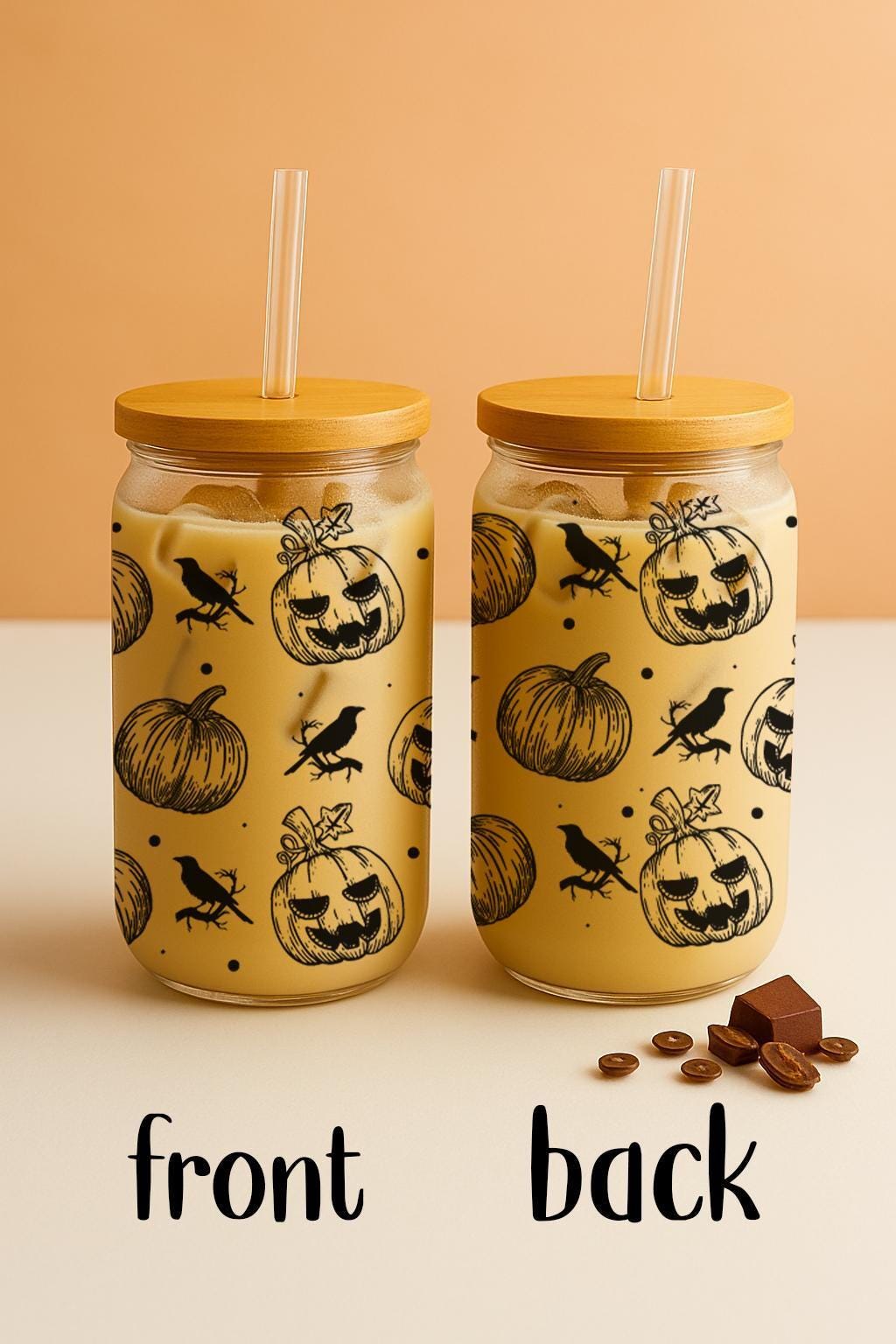 Jack-O-Lantern And Crow Pattern Can Glass Tumbler