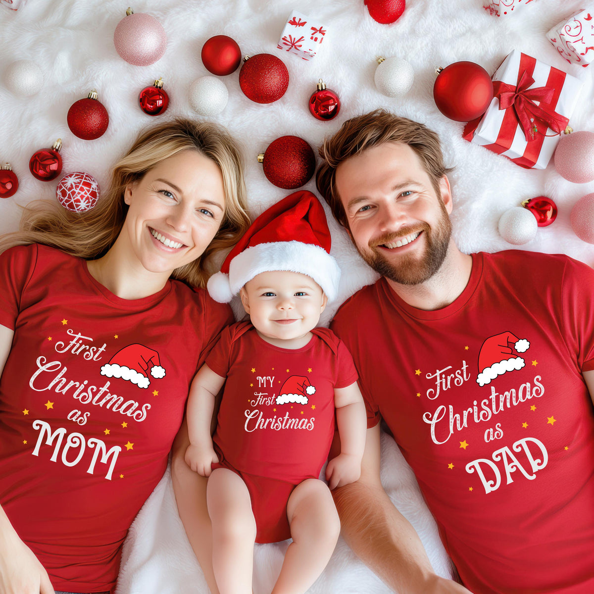 First Christmas Family Shirt, 1st Christmas Mom Dad Shirts, Christmas Baby Tee, First Christmas Family Matching Sweatshirt