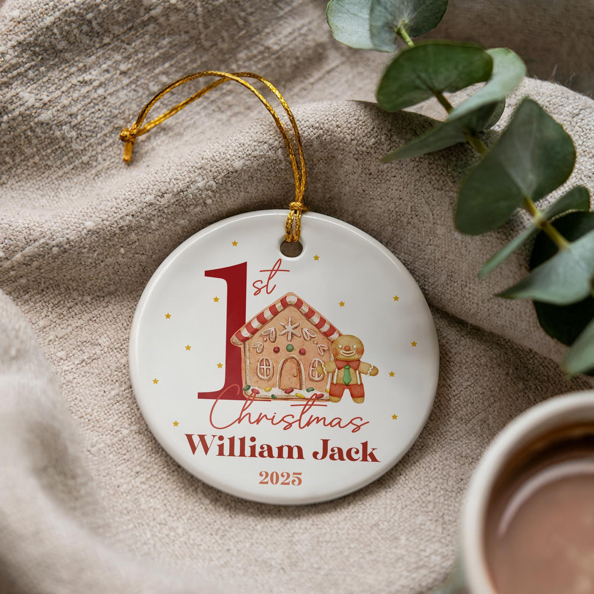 Personalized Baby's First Christmas Ornament, Ceramic Keepsake