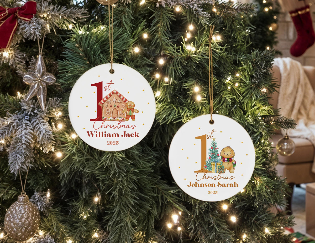 Personalized Baby's First Christmas Ornament, Ceramic Keepsake