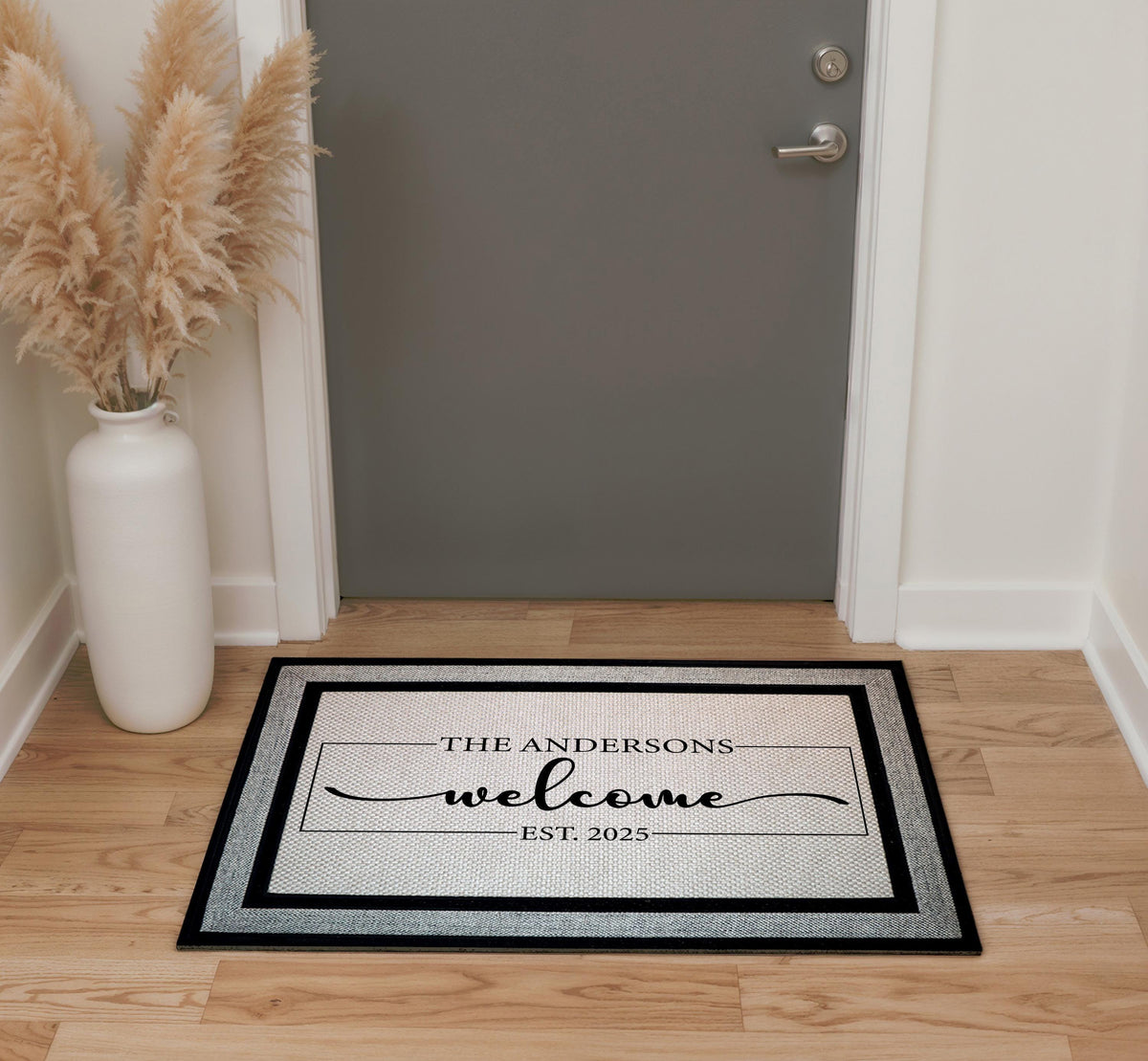 Personalized Last Name & Established Date Doormat, Custom Family Welcome Mat