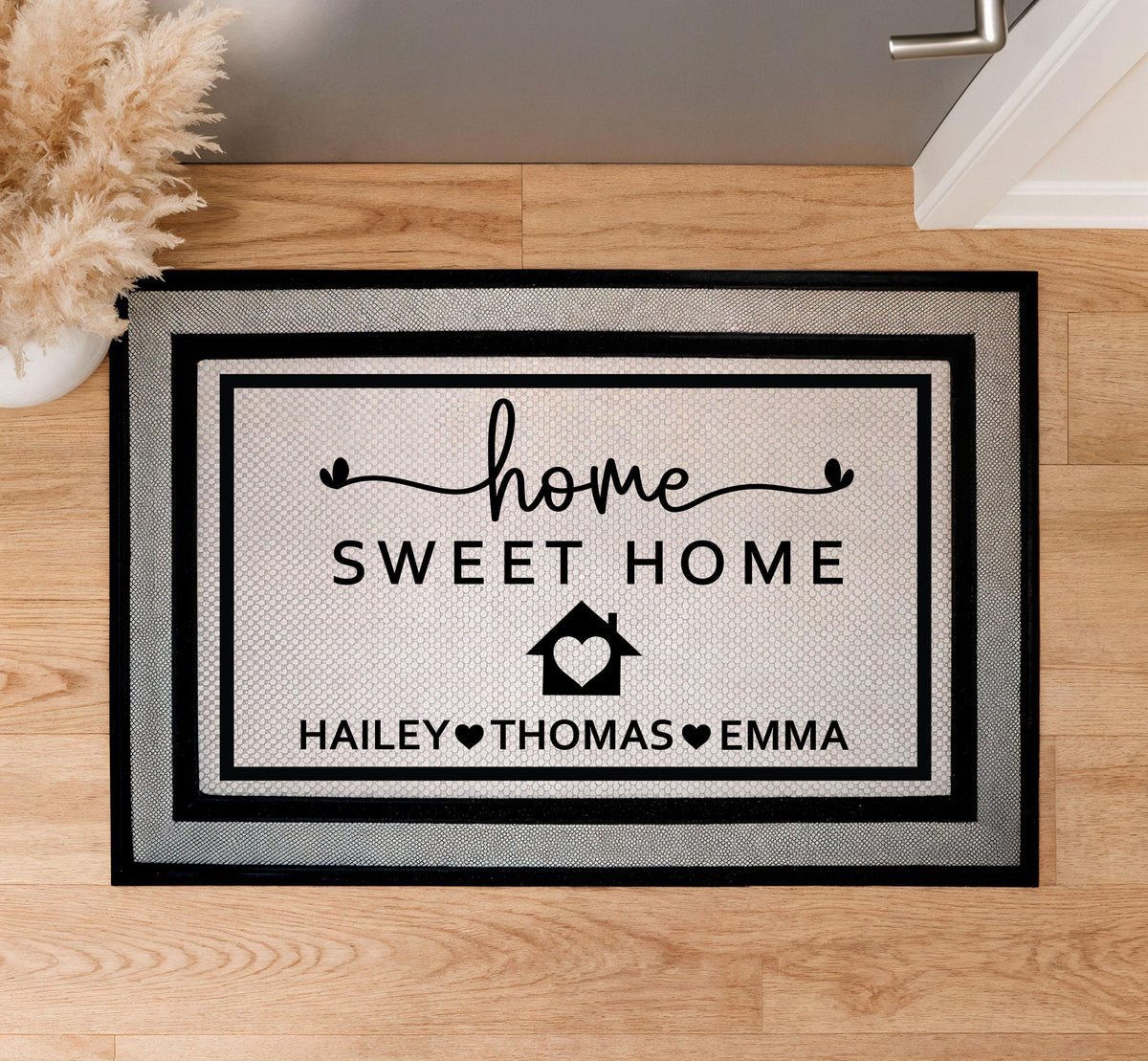 Home Sweet Home Personalized Doormat, Custom Family Name Welcome Mat, Couples Wedding Gift
