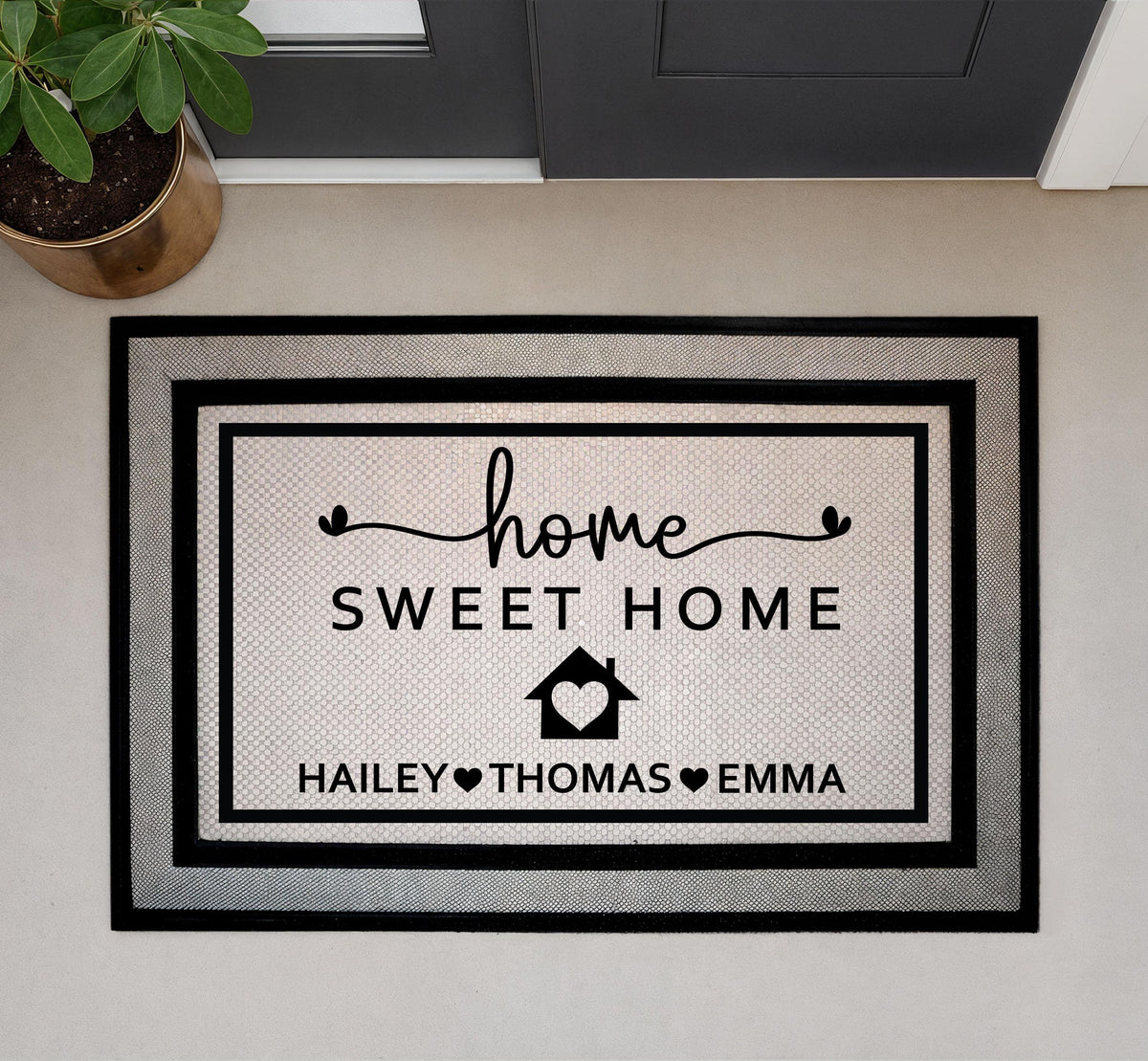Home Sweet Home Personalized Doormat, Custom Family Name Welcome Mat, Couples Wedding Gift