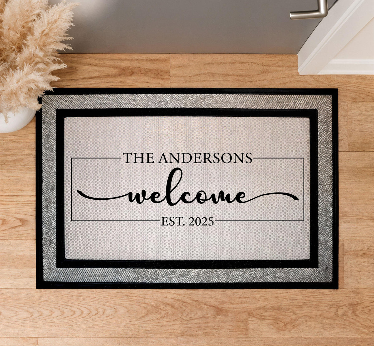Personalized Last Name & Established Date Doormat, Custom Family Welcome Mat