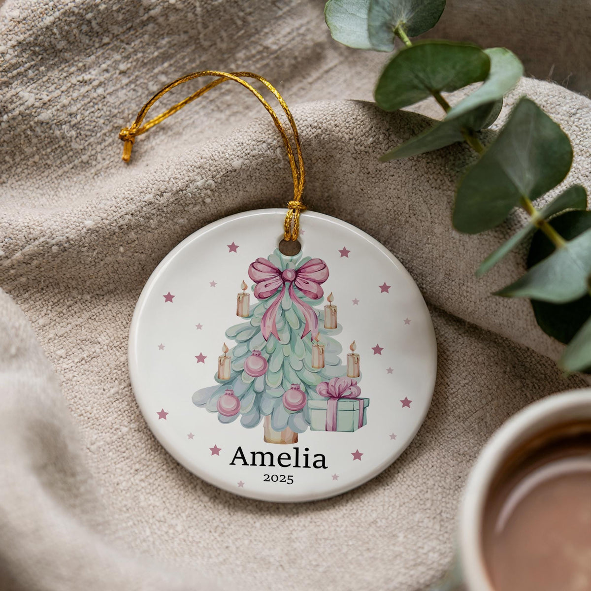 Personalized Ceramic Christmas Ornament, Baby Keepsake