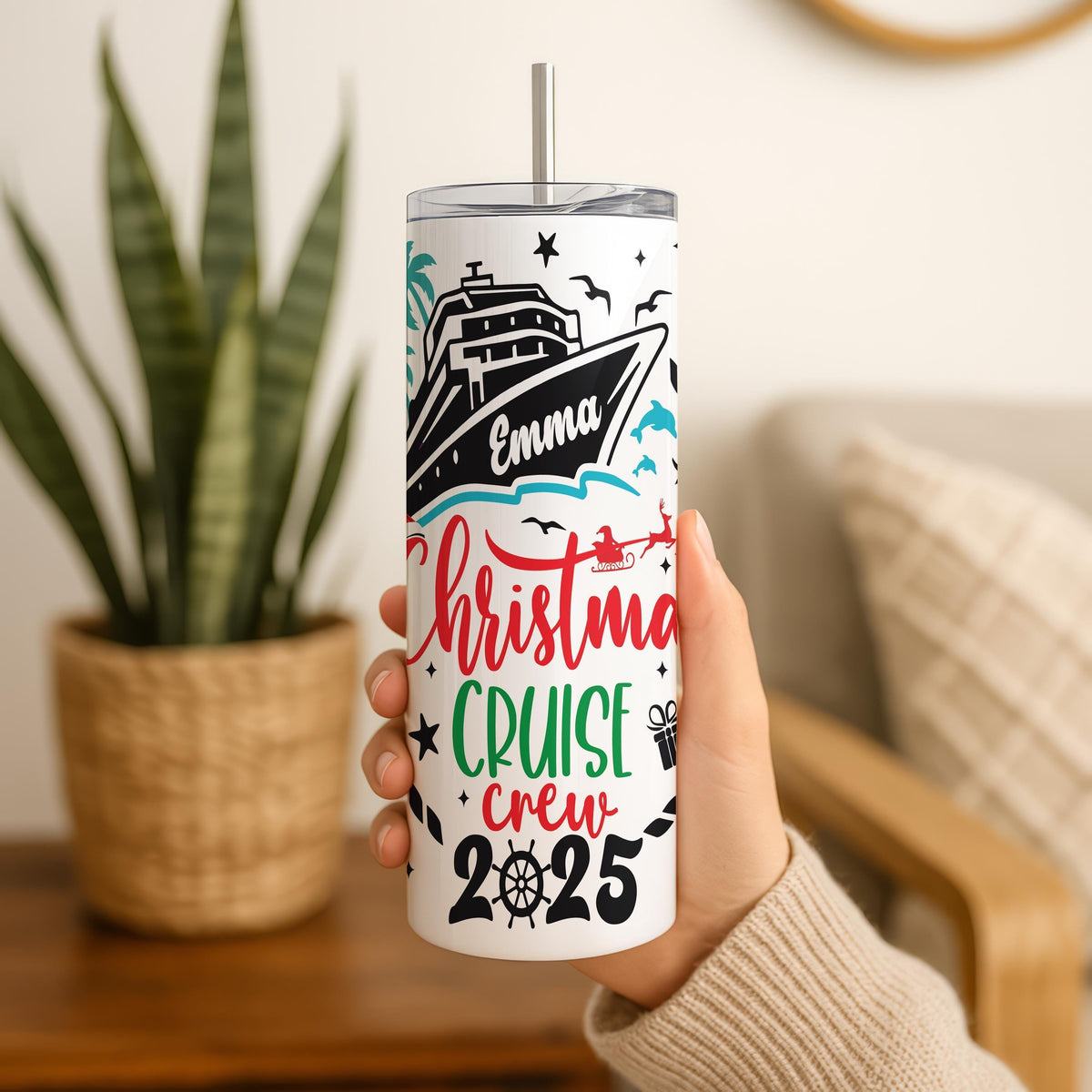 Personalized Christmas Cruise Crew Tumbler, Xmas Cruise Vacation Gift