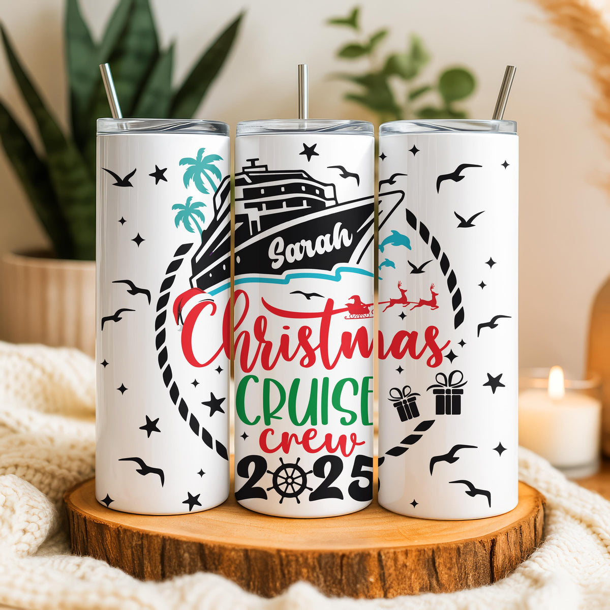 Personalized Christmas Cruise Crew Tumbler, Xmas Cruise Vacation Gift