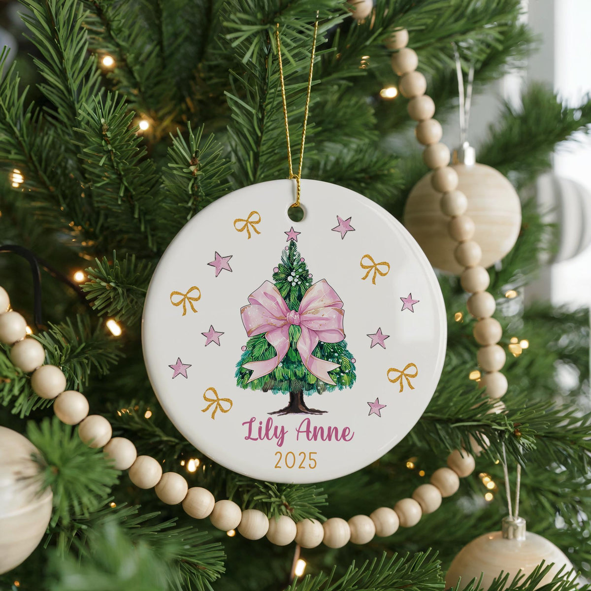 Personalized Baby Girl Ceramic Christmas Ornament, Holiday Keepsake