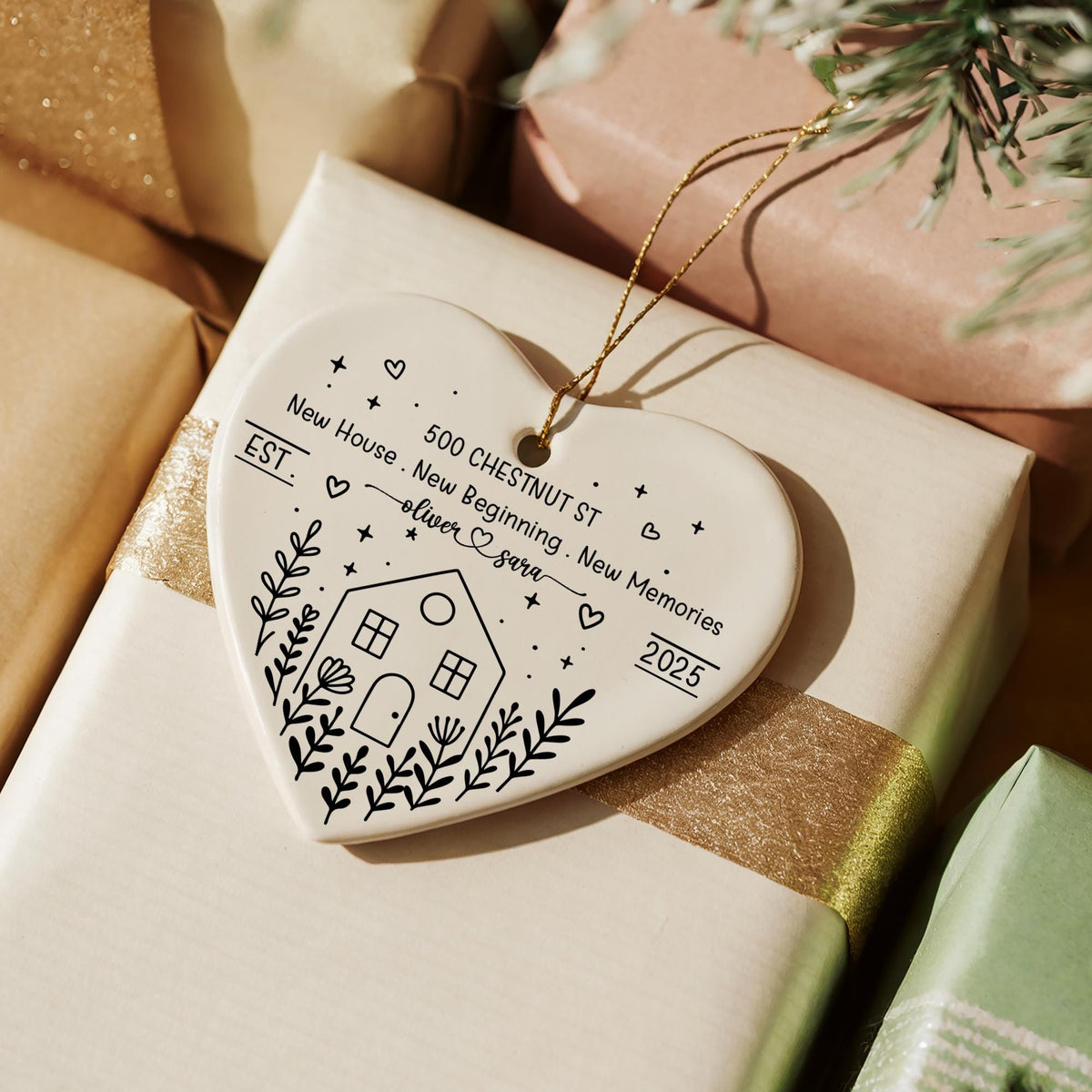 Customizable New House New Beginning New Memories Keepsake, Cute Couple New Address Ornament