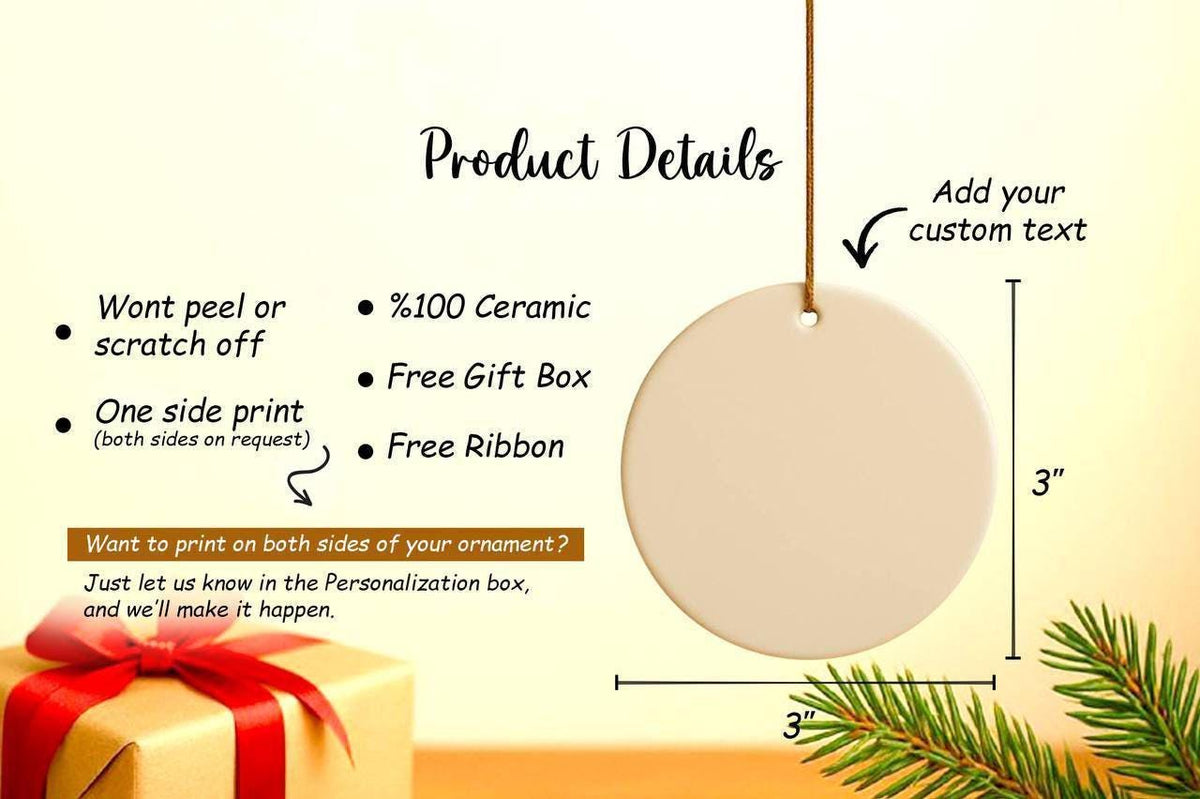Customizable Our First Christmas Engaged Ceramic Ornament