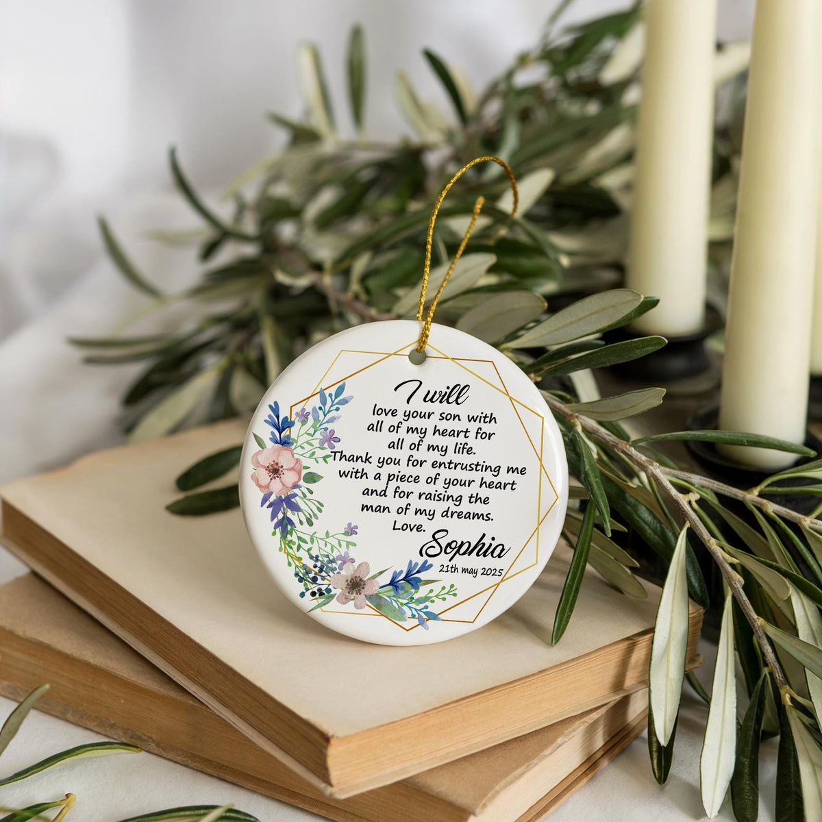 Personalized Thank You For Raising The Man Of My Dreams Ornament, Parents Of The Groom Gift