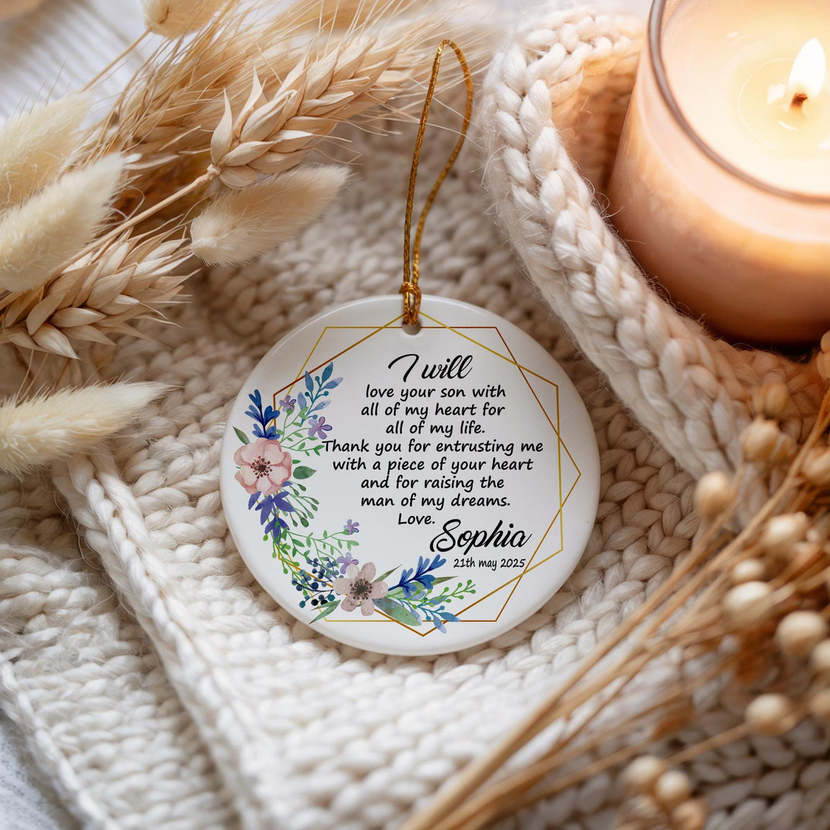 Personalized Thank You For Raising The Man Of My Dreams Ornament, Parents Of The Groom Gift