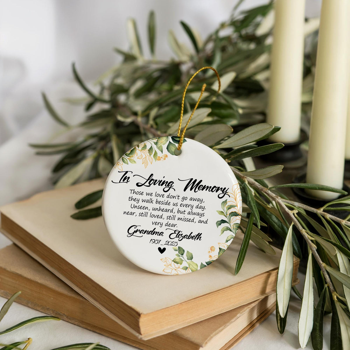 In Loving Memory Ceramic Ornament, Personalized Grandma Remembrance Ornament