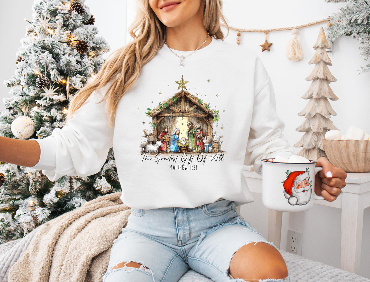 True Story T-Shirt, Christmas Nativity Shirt, The Greatest Gift of All Shirt, Jesus Christ Christmas Sweatshirt, Religious Xmas Gift