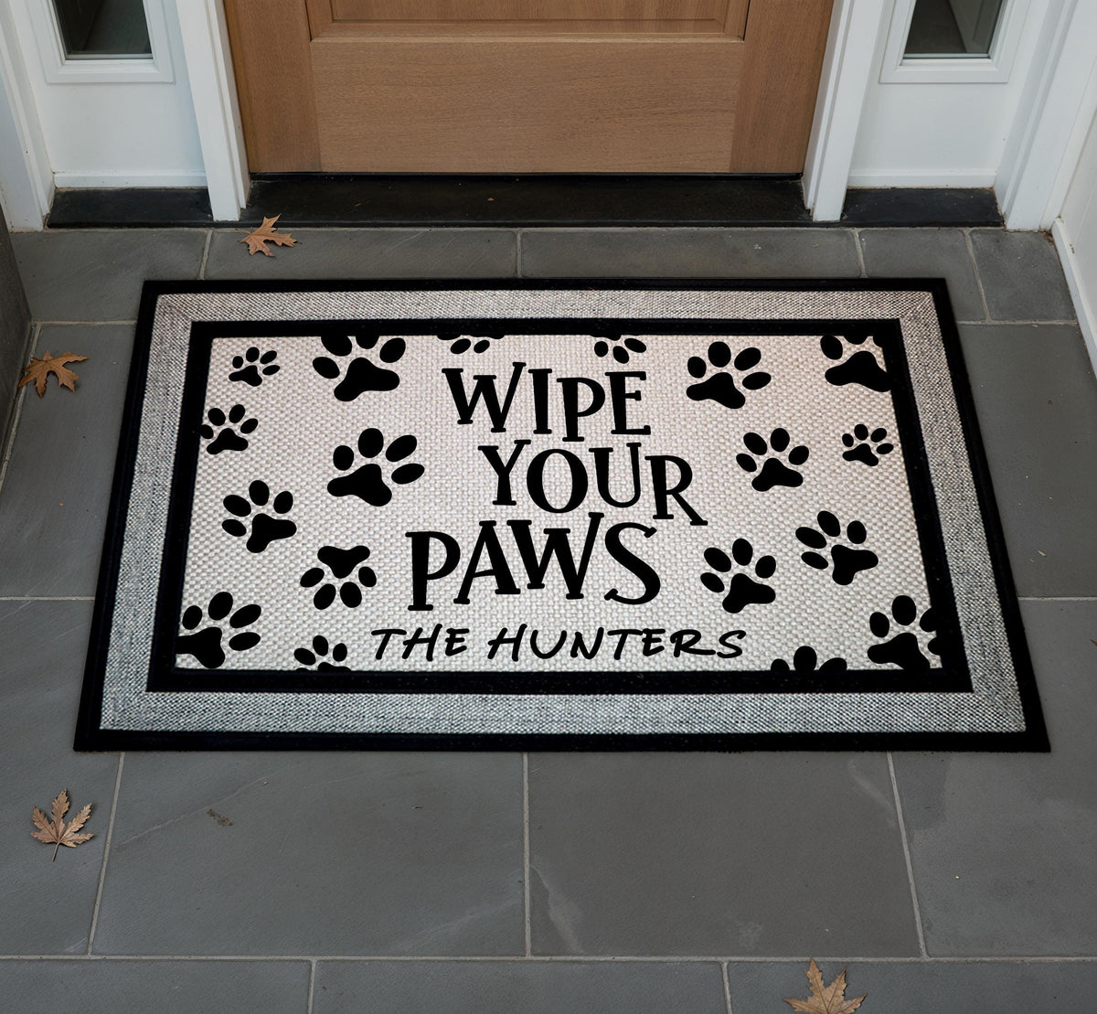 Wipe Your Paws Doormat, Custom Family Name Welcome Mat, Personalized Pet Lovers Door Mat, Funny Indoor-Outdoor Mat, Humorous Entryway Mat