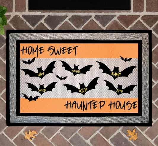 Personalized Halloween Doormat, Home Sweet Haunted House Welcome Mat