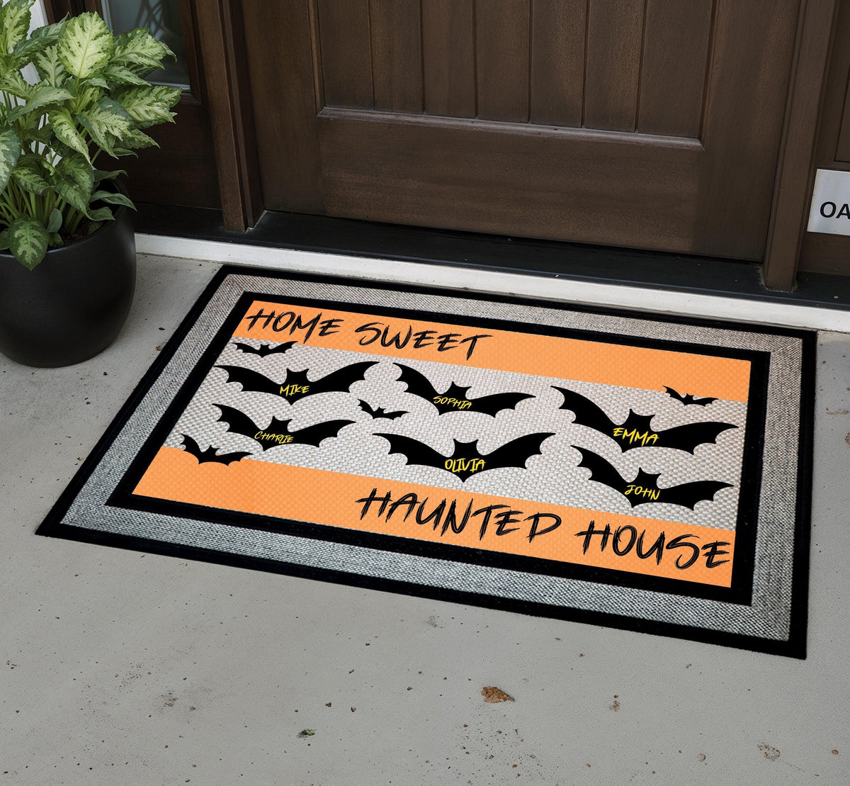 Personalized Halloween Doormat, Home Sweet Haunted House Welcome Mat