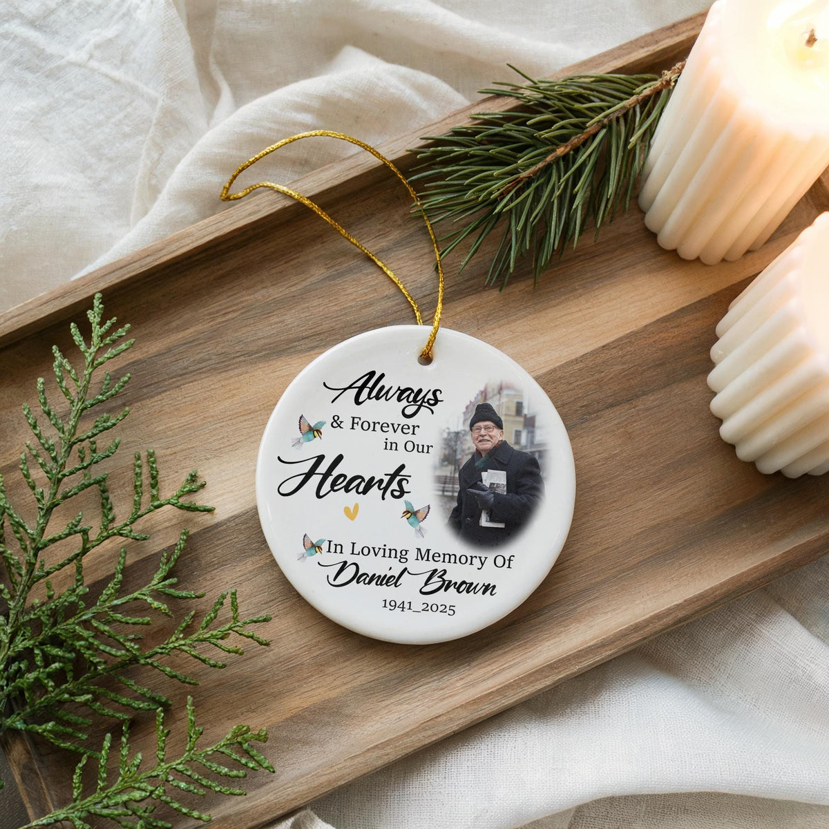 Personalized Memorial Photo Ornament, In Loving Memory Keepsake