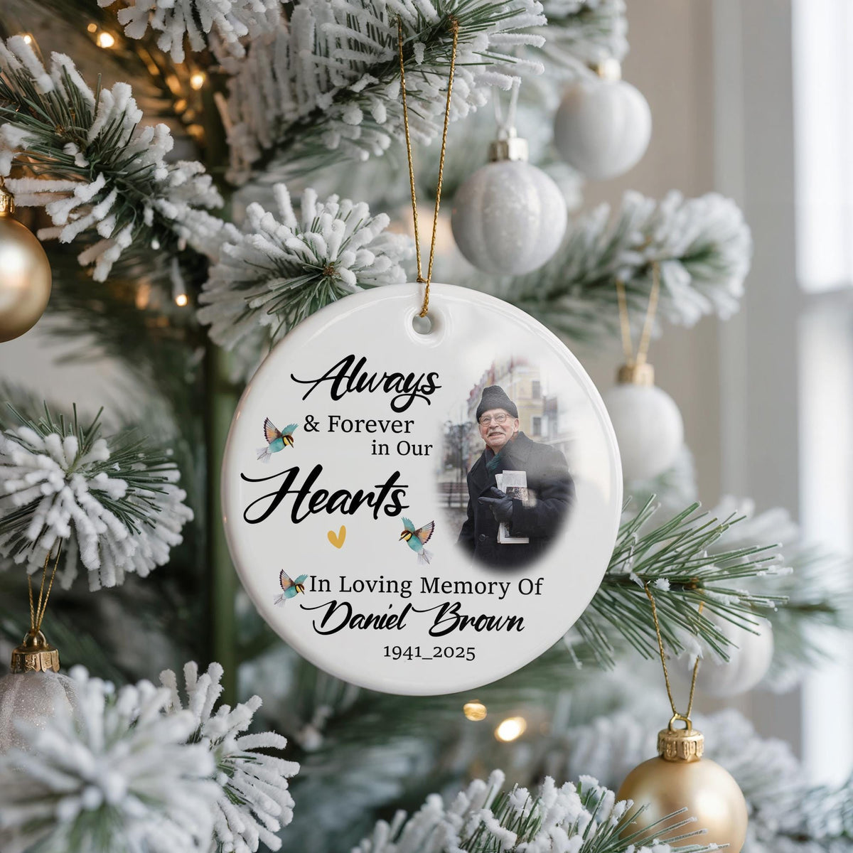 Personalized Memorial Photo Ornament, In Loving Memory Keepsake