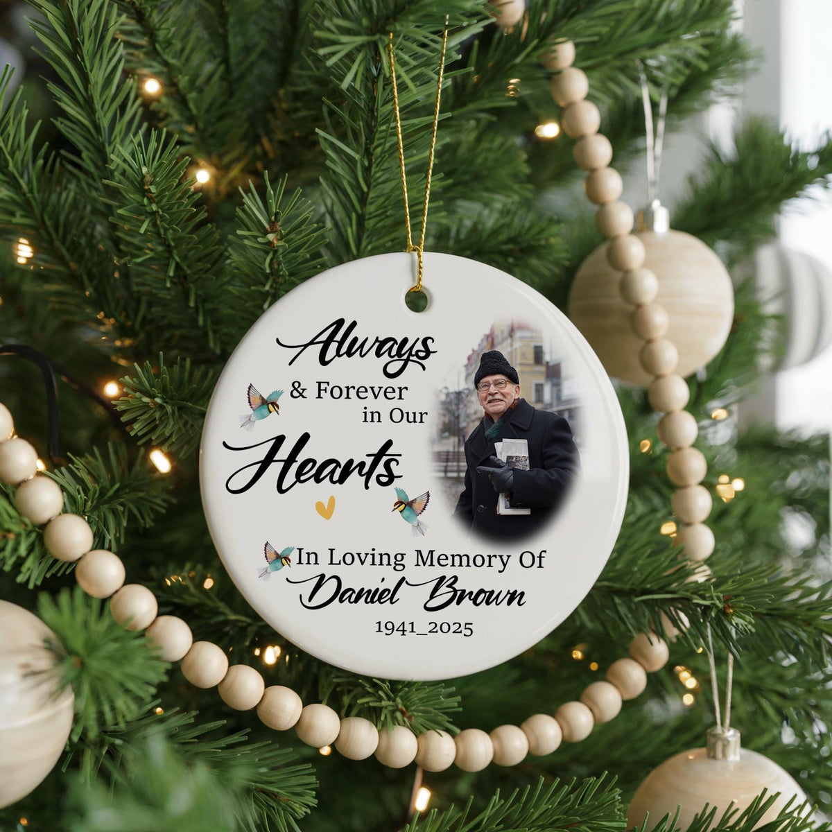 Personalized Memorial Photo Ornament, In Loving Memory Keepsake