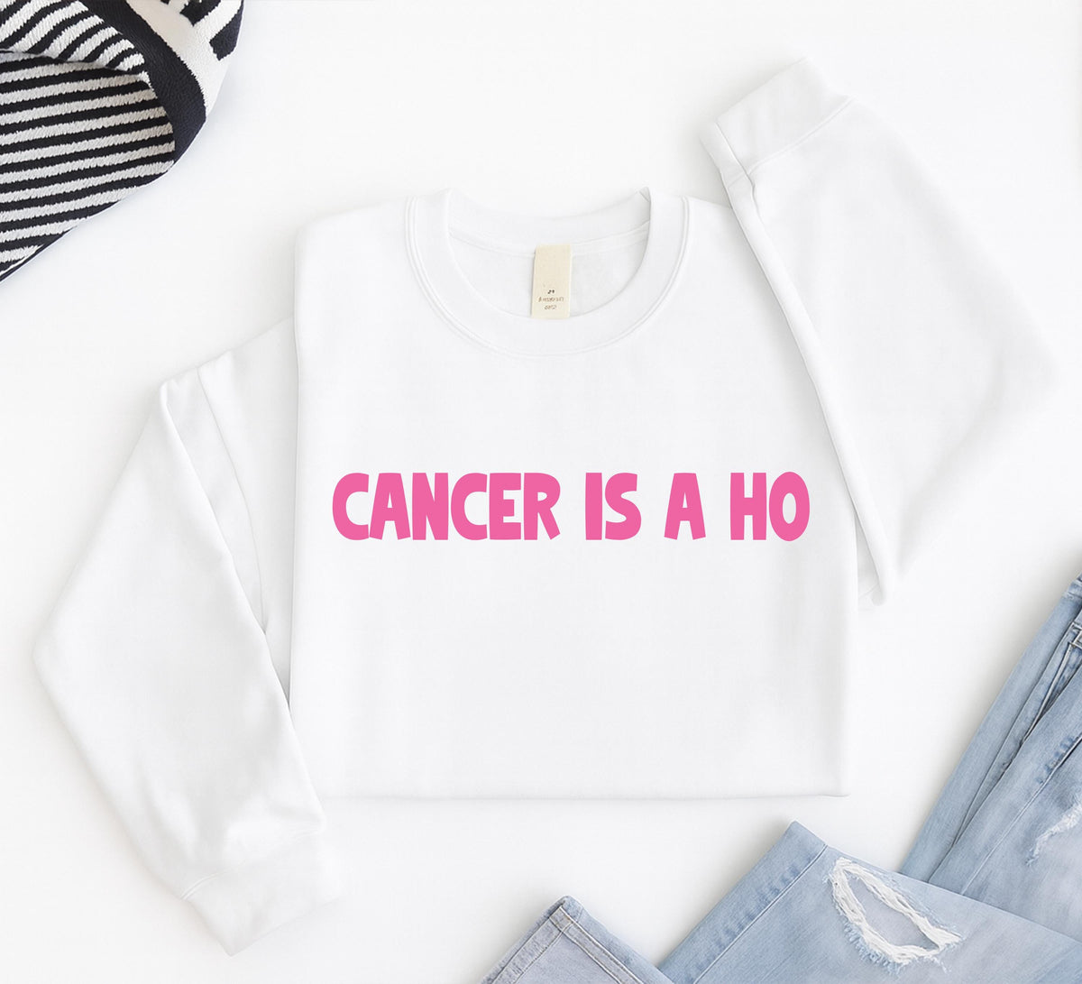 Cancer Is a Ho T-shirt, Breast Cancer Shirt, Cancer Support Gift, Cancer Fighter Tee, Pink Month Tees, Motivational Sweatshirt