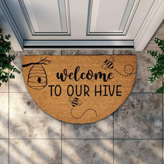 Welcome to Our Hive Doormat, Beehive Welcome Mat, Bee Themed Entrance Decor
